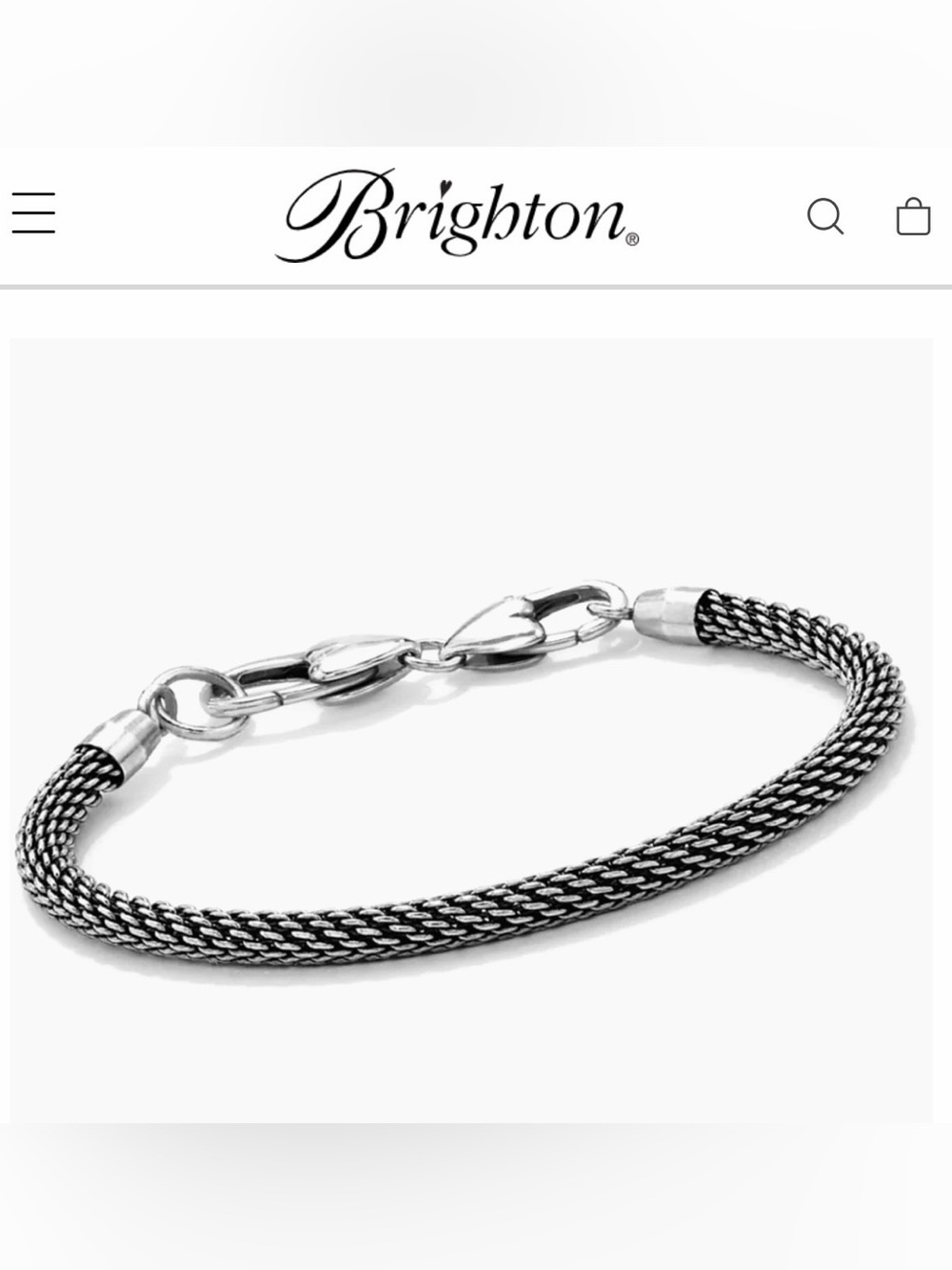 BRIGHTON Beverly Glam Silver Woven Chain Charm Bracelet